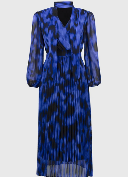 Chiffon Abstract Print Midi Dress (244924)