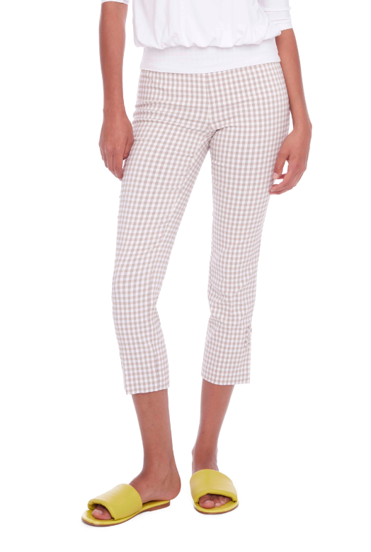 GINGHAM TECHNO CROP PANT (68102)