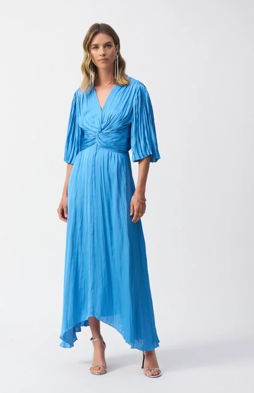 Pleated Satin Midi Dress (251903)