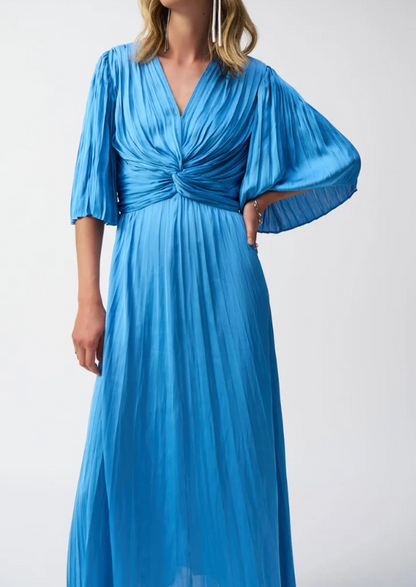 Pleated Satin Midi Dress (251903)