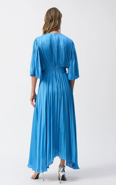 Pleated Satin Midi Dress (251903)