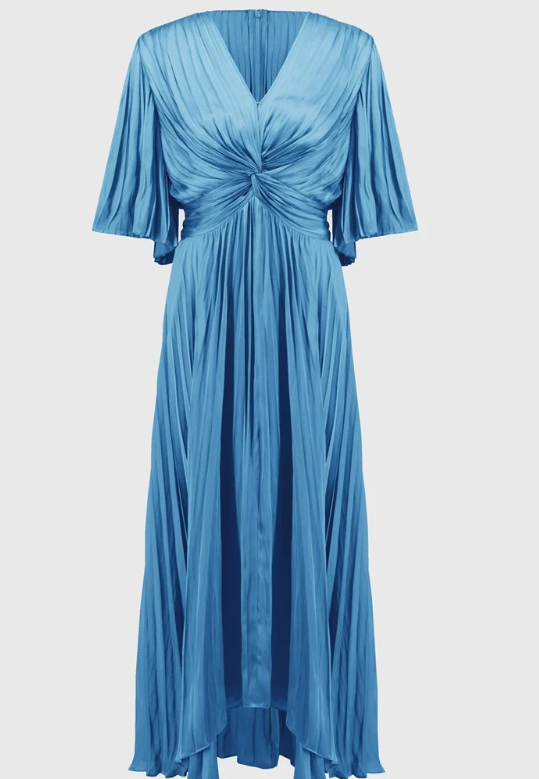 Pleated Satin Midi Dress (251903)