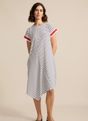 SPLICED STRIPE DRESS (YTMS59303)