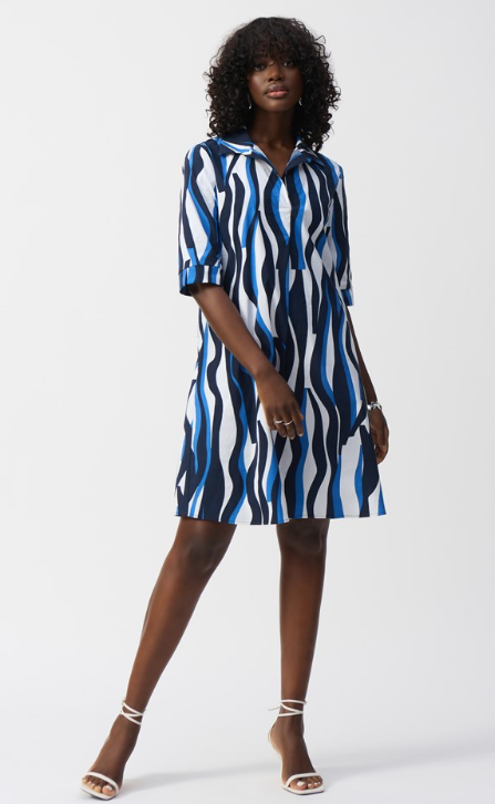 Stretch Poplin Trapeze Shirt Dress (251294)