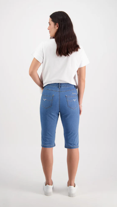 Slim Leg Contrast Stitch Denim Short (5804CS)