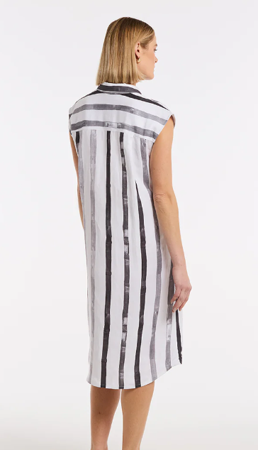 Sleeveless Brushed Stripe Dress (YTMS59329)