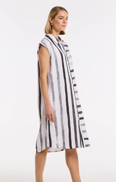 Sleeveless Brushed Stripe Dress (YTMS59329)