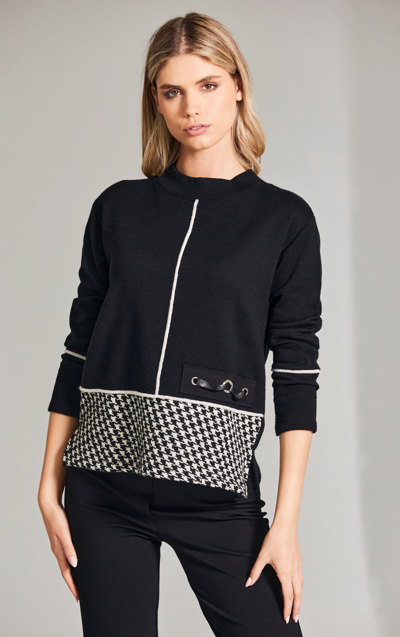 Herringbone Trim Knit Top (W24166)
