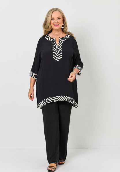 Contrast Maze Trim Top (640105)