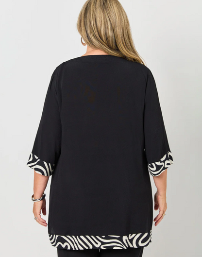 Contrast Maze Trim Top (640105)