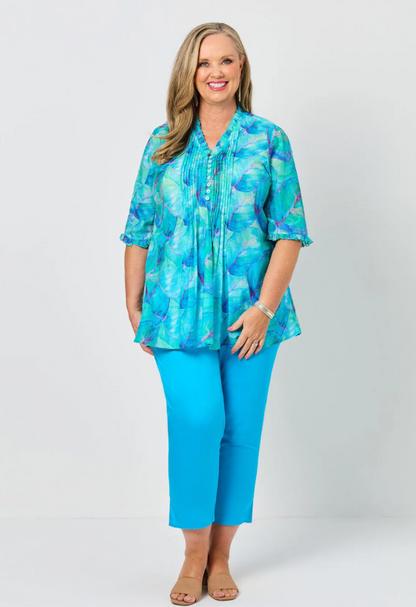 Ruffle Trim Tucked Top (640073)