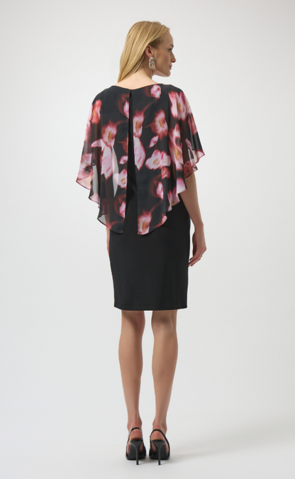 Recycled Floral Chiffon & Silky Knit Layered Dress (254164)