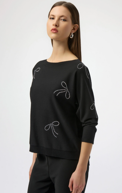Sweater Knit Pullover with Iron-On Bow Detail (254950)