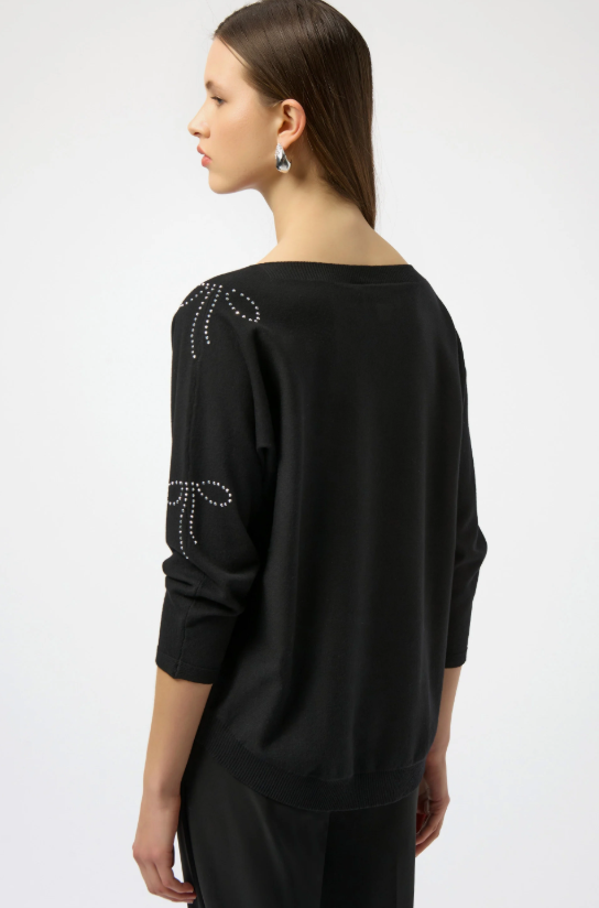 Sweater Knit Pullover with Iron-On Bow Detail (254950)