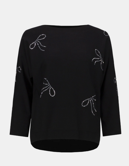 Sweater Knit Pullover with Iron-On Bow Detail (254950)