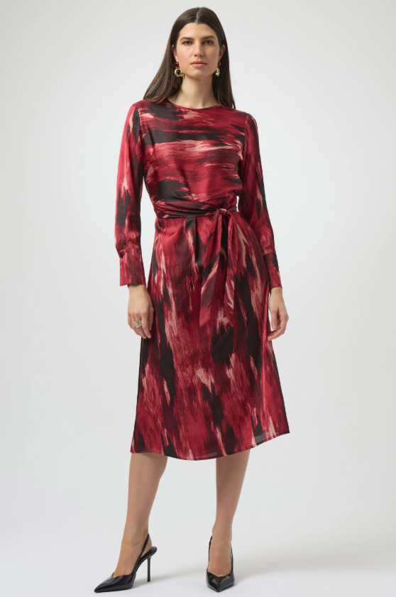 Recycled Satin Abstract Print Fit & Flare Dress (254124)