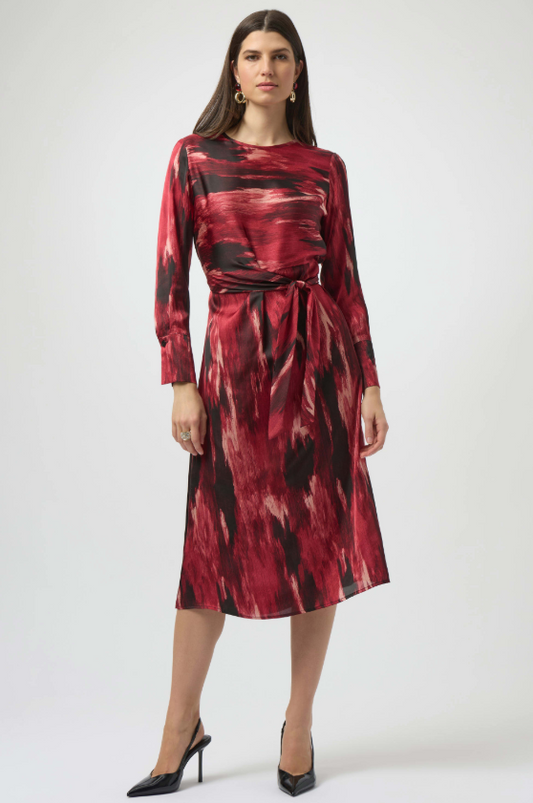 Recycled Satin Abstract Print Fit & Flare Dress (254124)