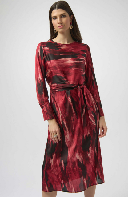 Recycled Satin Abstract Print Fit & Flare Dress (254124)
