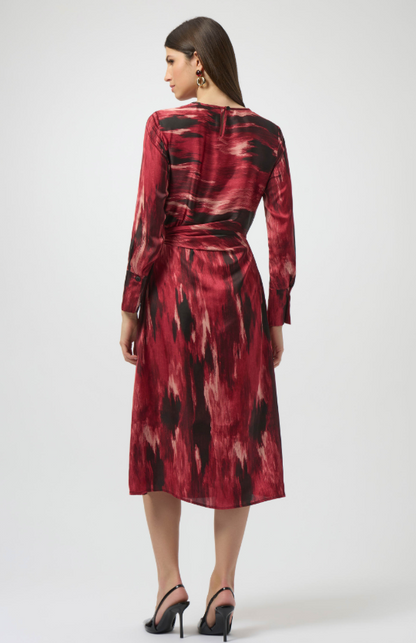 Recycled Satin Abstract Print Fit & Flare Dress (254124)