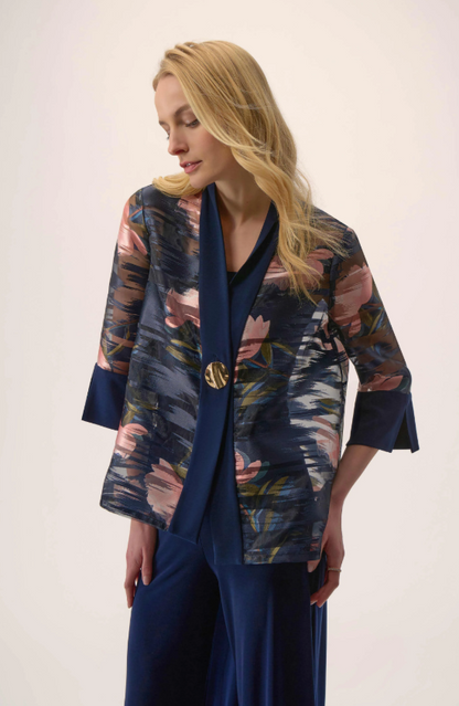 Signature | Jacquard Organza Floral Print Swing Jacket (254729)