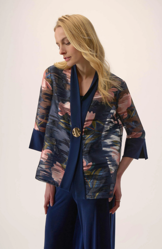 Signature | Jacquard Organza Floral Print Swing Jacket (254729)