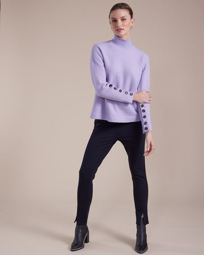 Button Sleeve Boiled Wool Sweater (YTMW43524)