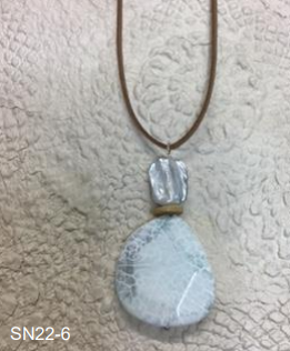 Leather Look Flat Rock Necklace (SN22-6)